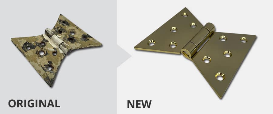 Polished brass bespoke butterfly hinge