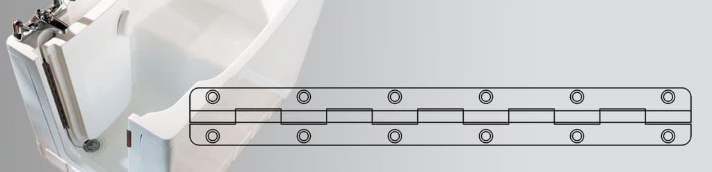 Bespoke Continuous Hinge for Walk-In Baths
