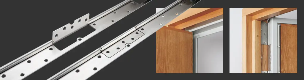 Interleaf Continuous Hinge and Anti-Barricade Door