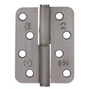 7755 Concealed Bearing Lift Off Hinge - Radius Corner - Staggered Hole - Clockwise Close - Stainless Steel - Satin Polished  102 x 76 x 3mm