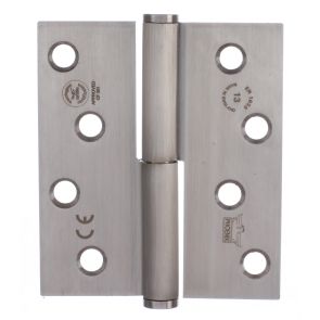 7765 Concealed Bearing Lift Off Hinge - Square Corner - Staggered Hole - Clockwise Close - Stainless Steel - Satin Polished  102 x 89 x 3mm