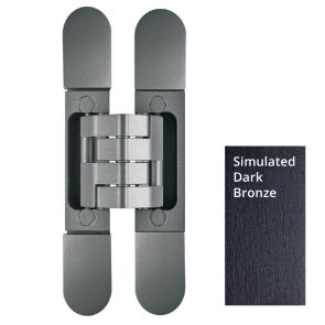 Pivota DX101 3D Design  Fully Concealed Adjustable Hinge - Mild Steel - Simulated Dark Bronze Finish