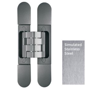 Pivota DX101 3D Design  Fully Concealed Adjustable Hinge - Mild Steel - Simulated Stainless Steel Finish
