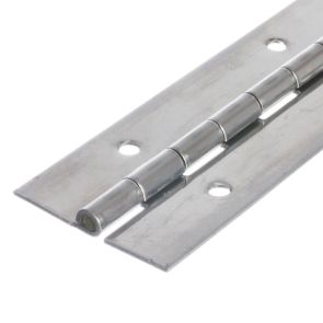 1010 Heavy Duty Continuous Piano Hinge - Mild Steel - Zinc - In-line Holes  1829 x 76 x 2.5 x 7mm Pin