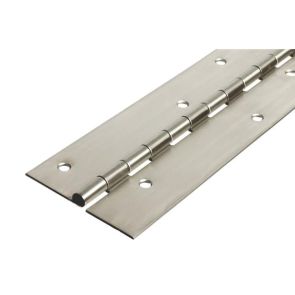 56015 Architectural Continuous Piano Hinge - Stainless Steel - Bright Polished - Staggered Holes  2134 x 102 x 2.5 x 7mm Pin