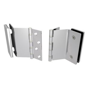 7530 Slimline Glass Door Hinge - Stainless Steel - Satin Polished  102 x 76 x 2.5mm