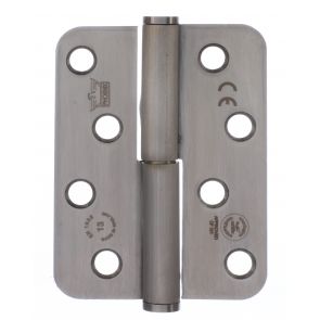 7755 Concealed Bearing Lift Off Hinge - Radius Corner - Staggered Hole - Clockwise Close - Stainless Steel - Satin Polished  102 x 76 x 3mm
