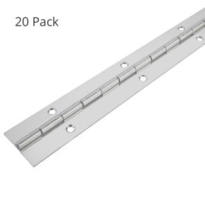 20 Pack - 0725 Light Duty Continuous Piano Hinge - Mild Steel - Pre-plated Nickel - In-line Holes - 1020 x 25 x 0.7 x 1.7mm Pin