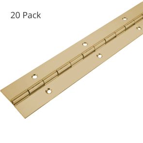 20 Pack - 0732 Light Duty Continuous Piano Hinge - Mild Steel - Pre-plated brass - In-line Holes - 600 x 32 x 0.7 x 1.7mm Pin