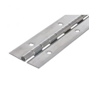 1010 Heavy Duty Continuous Piano Hinge - Stainless Steel - Self Colour - In-line Holes  1829 x 76 x 2.5 x 7mm Pin