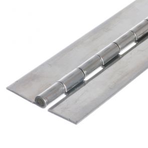 1010 Heavy Duty Continuous Piano Hinge - Mild Steel - Self Colour - No Holes  1829 x 76 x 2.5 x 7mm Pin