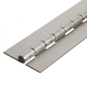1208 Heavy Duty Continuous Piano Hinge - Stainless Steel - Self Colour - No Holes  1829 x 76 x 3 x 8mm Pin