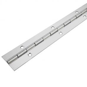 3602 Light Duty Continuous Piano Hinge - Stainless Steel - Bright Polished - In-line Holes  1829 x 25 x 0.9 x 2.3mm Pin