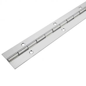 3606 Light Duty Continuous Piano Hinge - Stainless Steel - Bright Polished - In-line Holes  1829 x 38 x 0.9 x 2.3mm Pin