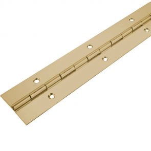 0732 Light Duty Continuous Piano Hinge - Mild Steel - Pre-plated brass - In-line Holes - 600 x 32 x 0.7 x 1.7mm Pin